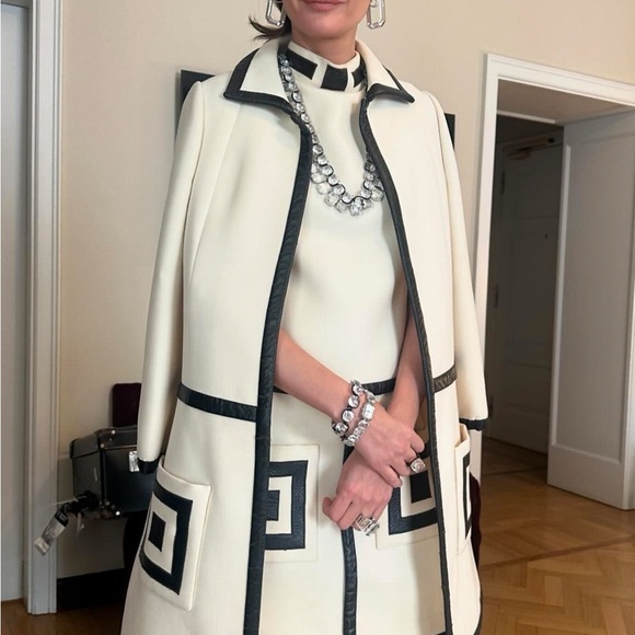 COPY - Set Coat and dress Urban Faux Leather Color Block Coat Color Block Dress - Picture 5 of 5